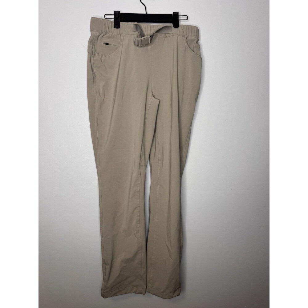 Eddie Bauer Travex Hiking Pants Women's 8 Beige Stretch Belted Adjustable Ankle